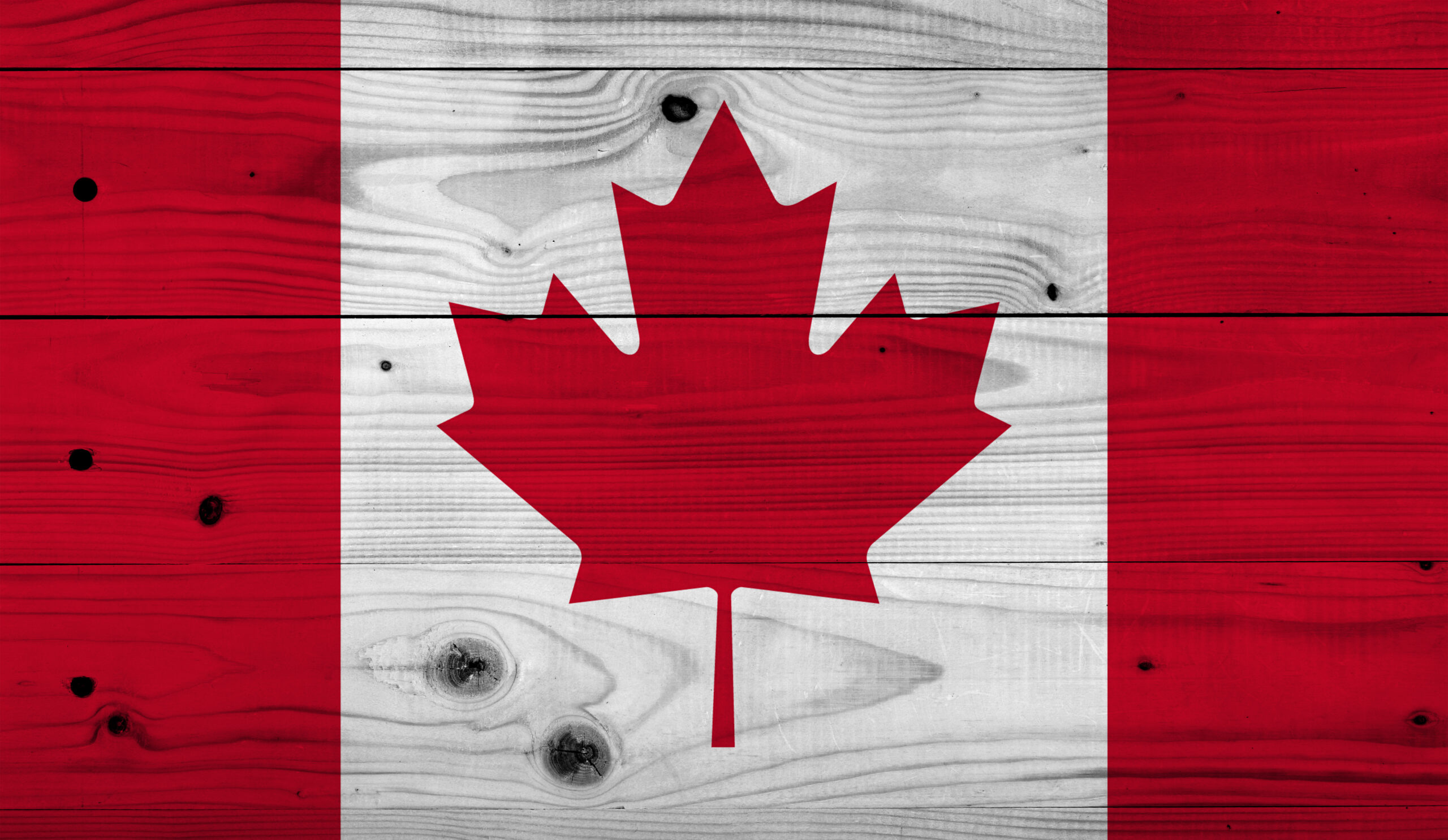 canadian flag with wood texture scaled